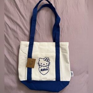 Hello Kitty x Milkis White & Blue Canvas Tote Bag Limited Edition NWT
